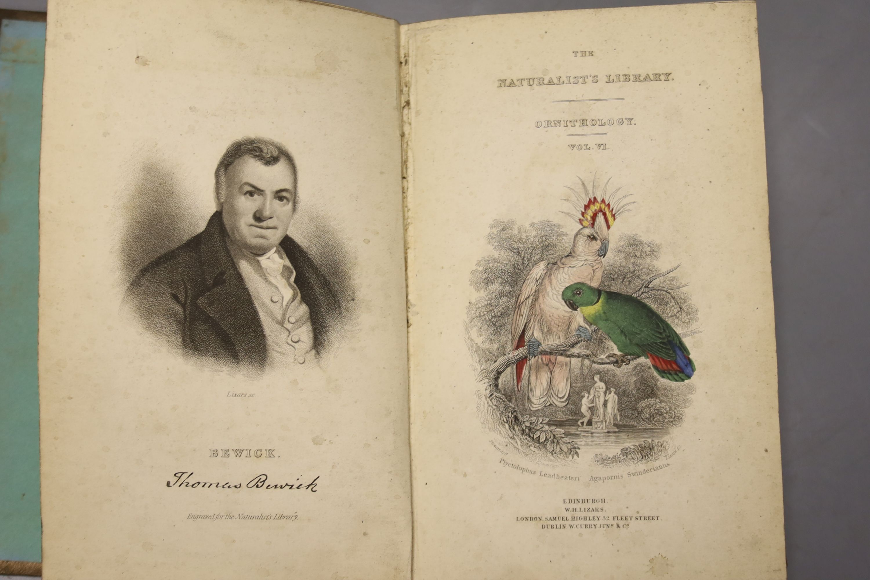 Selby, Prideaux J. Parrots (The Naturalist’s Library – Ornithology, vol.VI), portrait and 30 hand-coloured plates, publisher’s gilt-lettered cloth, sm.8vo, Edinburgh 1836